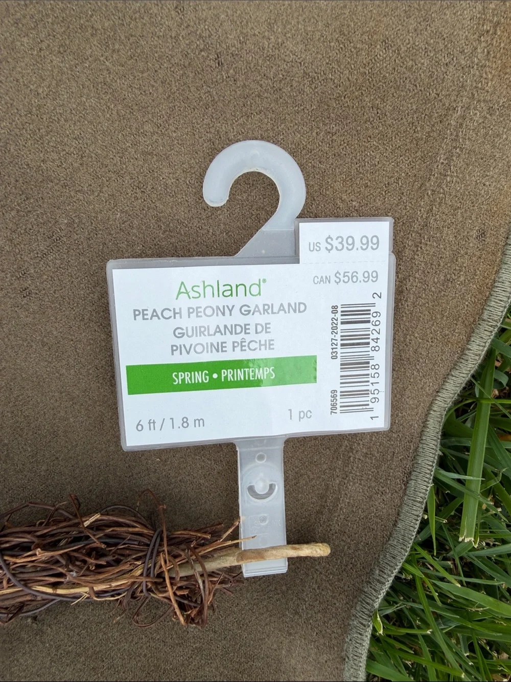 Ashland Peach Peony Garland with Green Accents